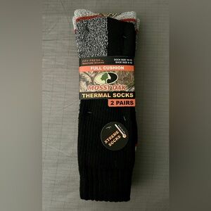 Mossy Oak Black & Gray Thermal Socks - 2 Pairs Shoe Size 10-13